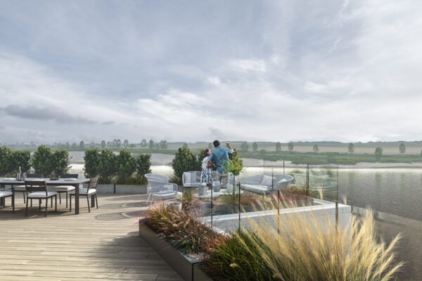 Rheinblick Krefeld Terrasse - Architekturkonzept und Architekturvisualisierung von Formgrafik